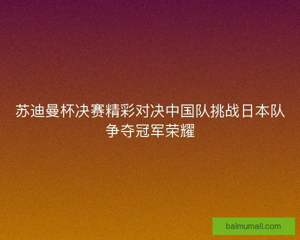 苏迪曼杯决赛精彩对决中国队挑战日本队争夺冠军荣耀