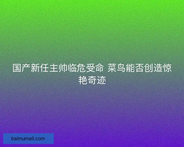 国产新任主帅临危受命 菜鸟能否创造惊艳奇迹